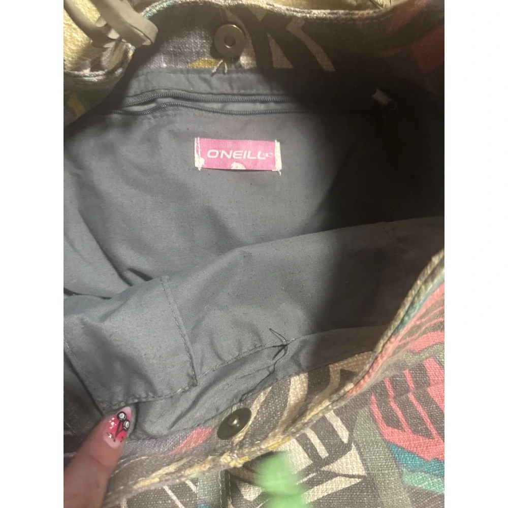 O'Neill Hobo Bag Purse Shoulder Bag Gray Pink Abstract‎ Print Boho Chic 18x12